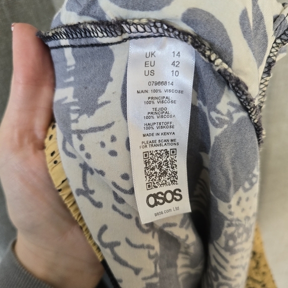 Asos Wide Leg Elastic Waist Abstract Print Pants Women's Size 10 - Picture 6 of 6